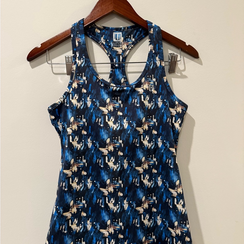EleVen by Venus Williams Blue and White Tank Top